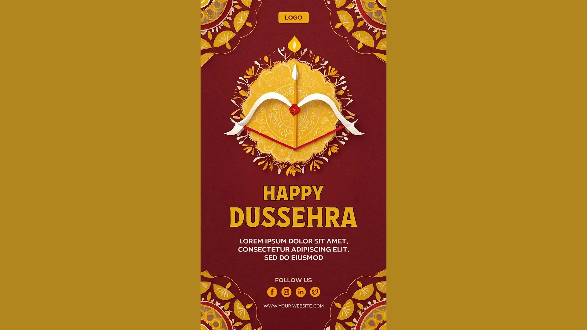 Elegant Red and Gold Bow Happy Dussehra Instagram Story Card